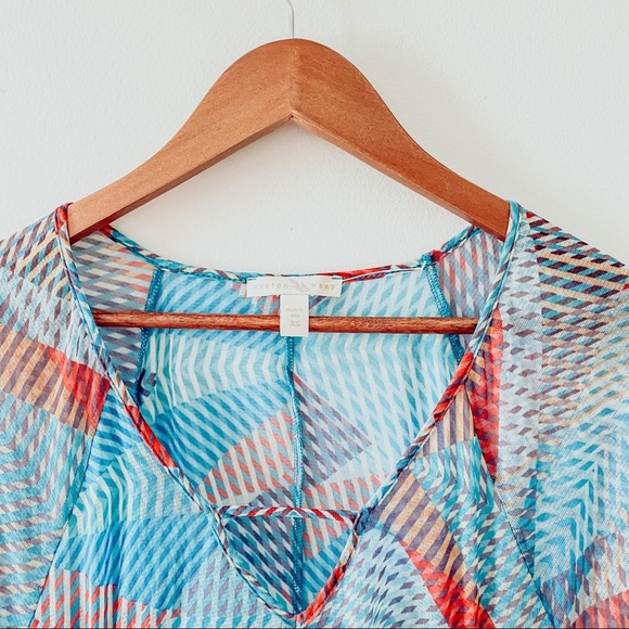 Anthropologie Sheer Geometric Tunic Top - Picture 5 of 6